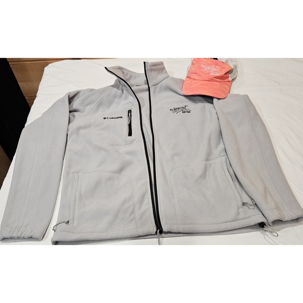 Columbia Womens Fleece Jacket Small Gray Full Zip + Sevierville Golf Club Hat...